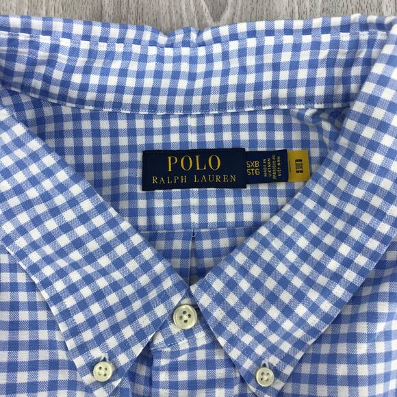 Polo Ralph Lauren‎ Shirt Blue White Gingham Check Oxford Button Down 5XB NWT - Picture 7 of 12